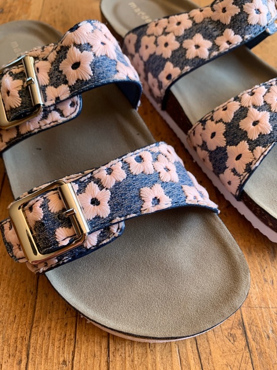 Madden Girl Pink Floral Double-Buckle Slide Sandals - Picture 14 of 16